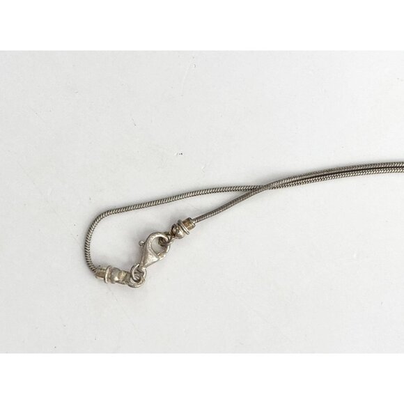 Minimalist Black Onyx Sterling Silver 925 Vintage Pendant Necklace - 17" - Picture 11 of 16